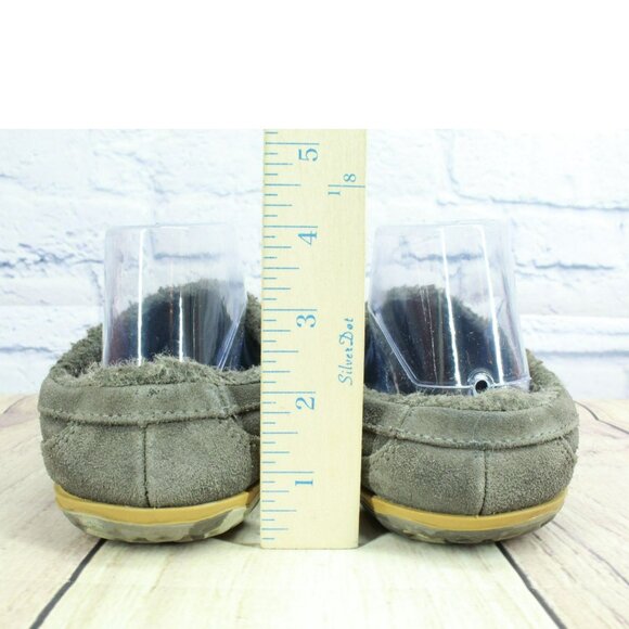 LL Bean Mountain Gray Suede Nonslip Comfort Fleece Lined Slipper Scuffs Size 8 M - Picture 6 of 9